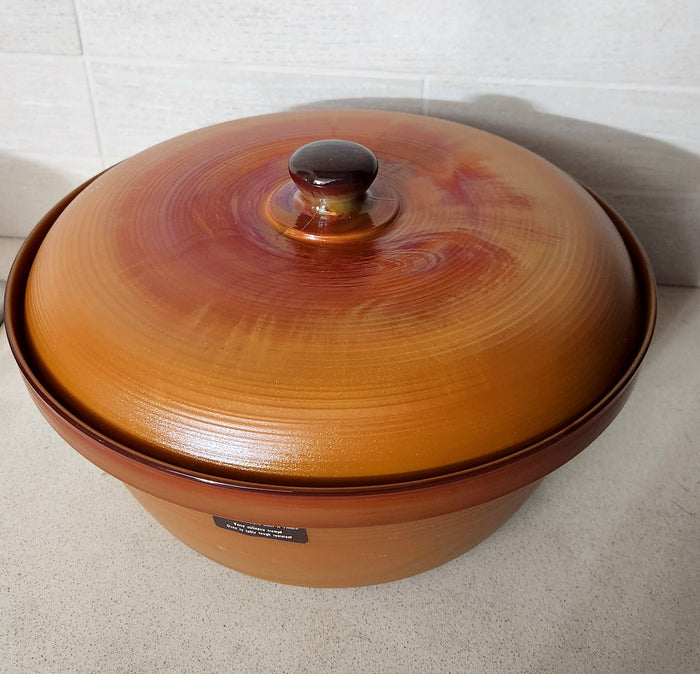 Arcopal France "Volcan" Amber Glass Casserole Dish with Lid