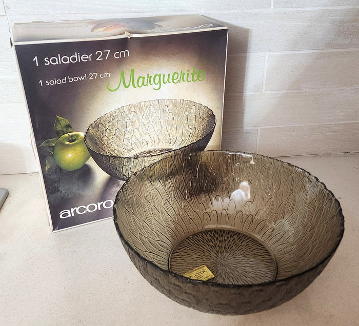 Arcoroc France Marguerite Smoke Glass Salad Bowl, 27cm