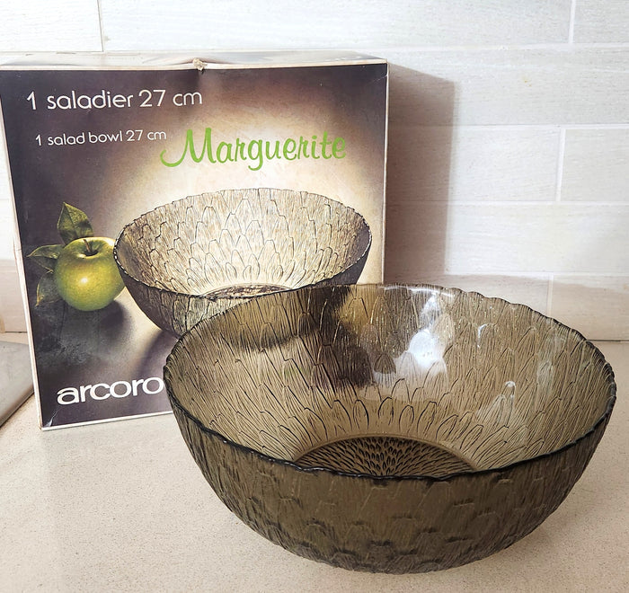 Arcoroc France Marguerite Smoke Glass Salad Bowl, 27cm
