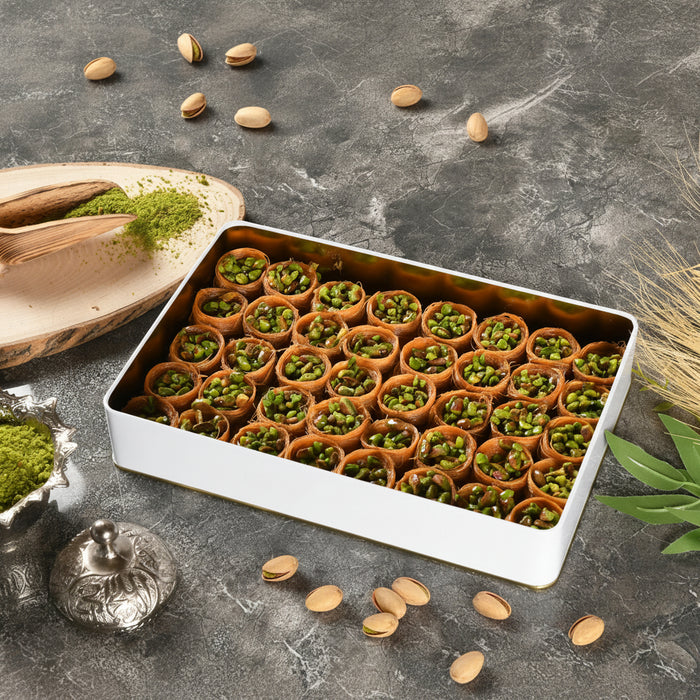 Asi | Bird's Eye Pistachio Kadayif in Gift Metal Box - TryAladdin