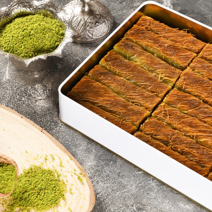 Asi | Gaziantep Pistachio Burma Kaydayif in Gift Metal Box - TryAladdin