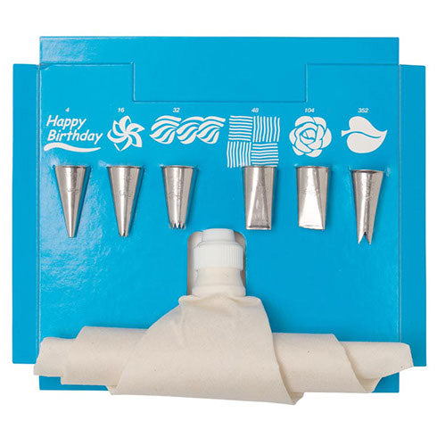 ATECO 334 - Decorating Set - 10" Flex Bag, Coupler, (6) Tips