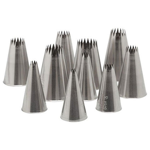 ATECO 870 - 10 Piece Tube Set - French Star Tips - Stainless Steel
