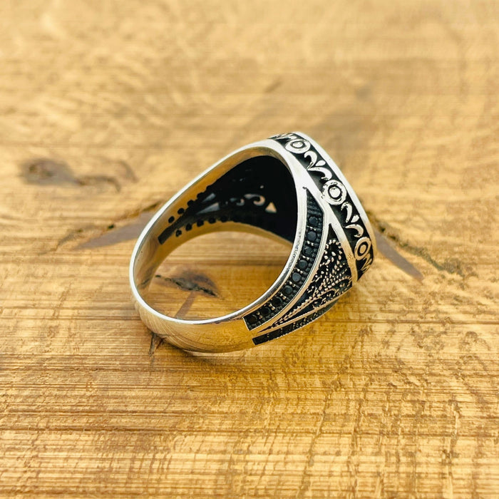 Authentic Turkish Handmade King Solomon Seal 925 Sterling Silver Men's Ring