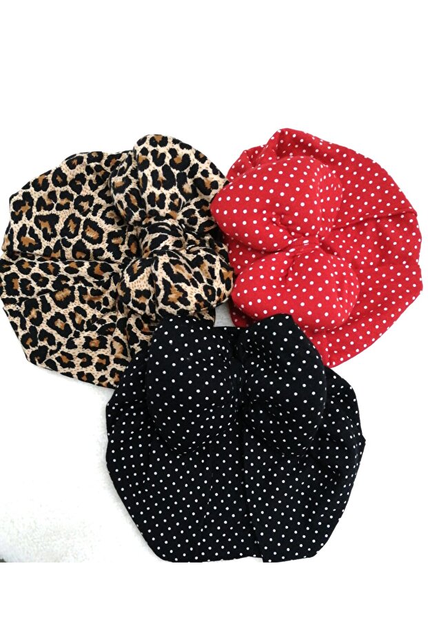 Baby Girls' Leopard & Polka Dot Bowknot Bonnet Set - 3 Pack