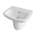 [BCAM024] Balterley 1 Tap Hole Ceramic Basin & Semi Pedestal, Soft Square Wall Hung Bathroom Sink, 500mm - Cutout