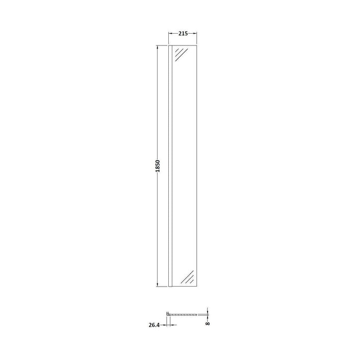 [BEWS18025BZ] Balterley 1850mm Brushed Bronze Wetroom Panel - Technical Drawing