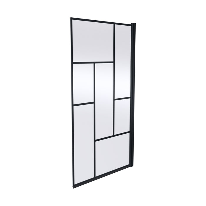 [BBSCSQBB] Balterley Abstract Modern Square 6mm Toughened Safety Glass Reversible Shower Bath Screen - Black - Cutout