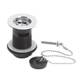 [BASW308] Balterley Basin Waste with Poly Plug & Chain, Slotted Round Design, Durable Build, 61mm x 81mm - Chrome/Black - Cutout