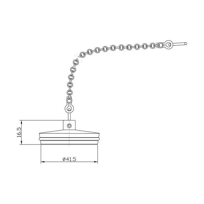 [BASB315] Balterley Bath Plug with Ball Chain, Durable 17mm x 42mm Design - Polished Chrome Finish - Technical Drawing