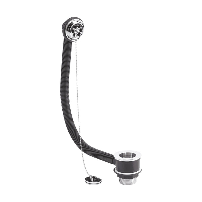 [BASB345] Balterley Bath Waste with Overflow, Brass Plug and Ball Chain, for Baths up to 5mm - Chrome - Cutout