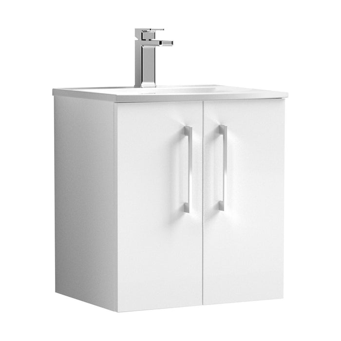 [BFLE121G] Balterley  Contemporary Bathroom 2-Door Wall-Hung Curved Basin Vanity Unit, Gloss White, 500mm - Cutout