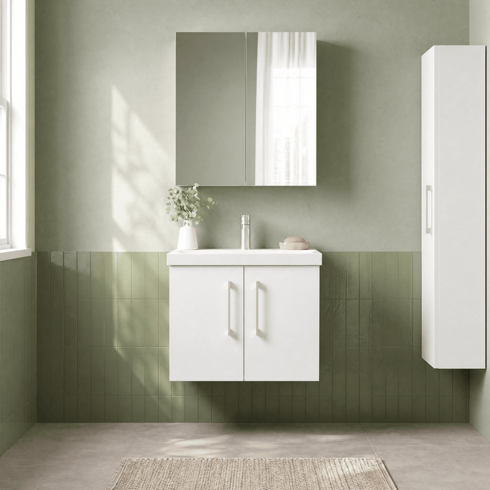 [BFLE123D] Balterley  Contemporary Bathroom 2 Soft Close Door & Thin-Edge Vanity Unit Basin, Gloss White, 600mm - Lifestyle 1