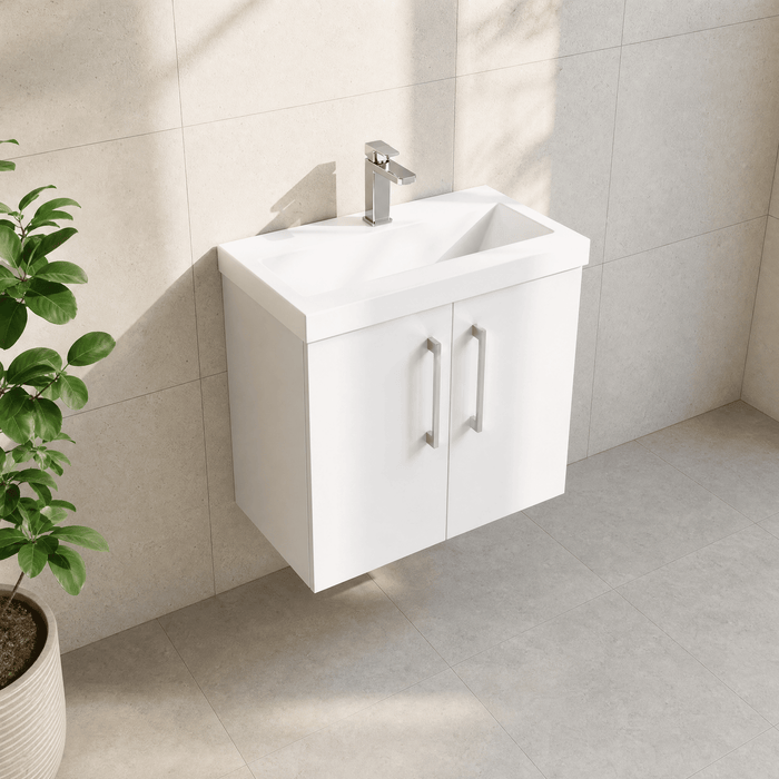 [BFLE123D] Balterley  Contemporary Bathroom 2 Soft Close Door & Thin-Edge Vanity Unit Basin, Gloss White, 600mm - Lifestyle 2