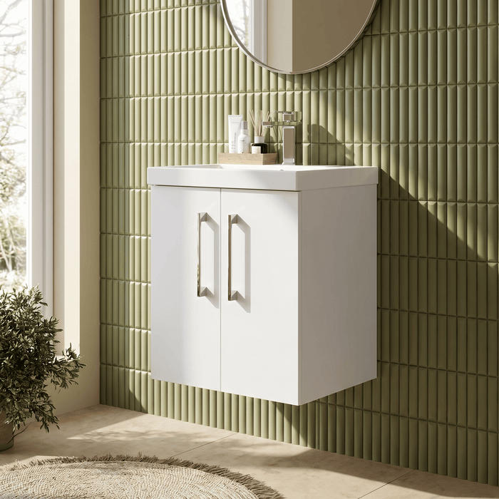 [BFLE121D] Balterley  Contemporary Bathroom 2 Soft Close Door & Thin-Edge Vanity Unit Basin, Gloss White, 500mm - Lifestyle 3