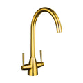 [BKT015BG] Balterley Contemporary Pull Out Dual Lever Kitchen Mixer Tap with Rounded Swivel Spout & Brushed Gold Finish - Cutout