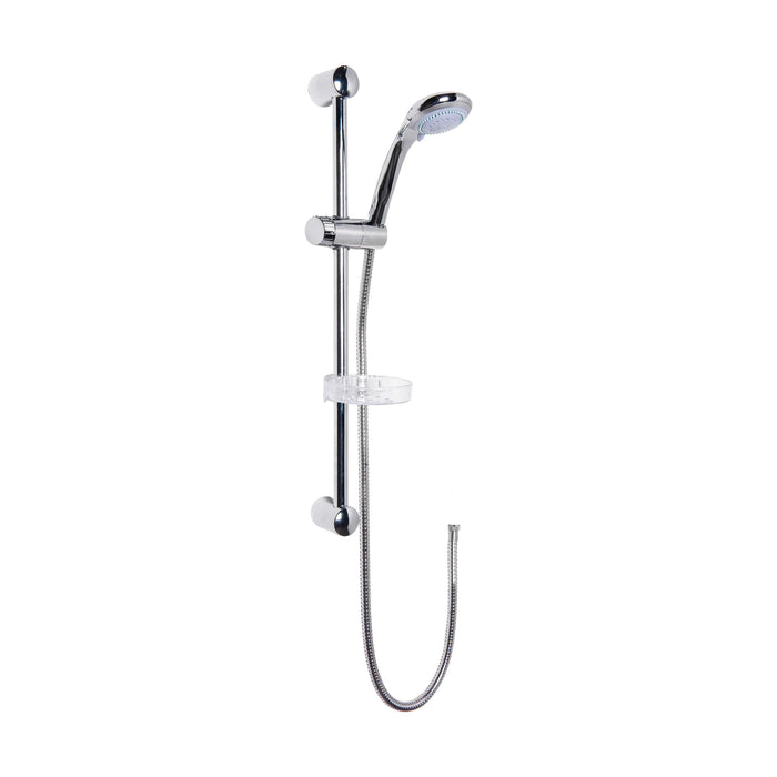 [BSSR034] Balterley Contemporary Round Slide Rail Shower Kit with Multi Function Head and Outlet Elbow - Chrome - Cutout