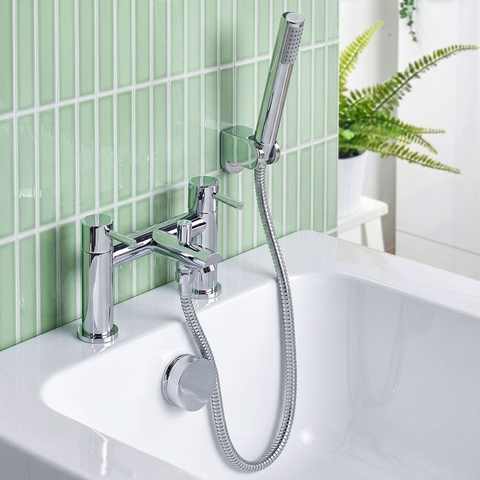 [BTEV314] Balterley Evian Round Deck Mounted Bath Shower Mixer Tap with Shower Kit - Chrome - Silo