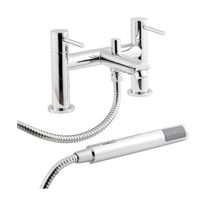 [BTEV314] Balterley Evian Round Deck Mounted Bath Shower Mixer Tap with Shower Kit - Chrome - Cutout