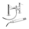 [BTEV314] Balterley Evian Round Deck Mounted Bath Shower Mixer Tap with Shower Kit - Chrome - Cutout