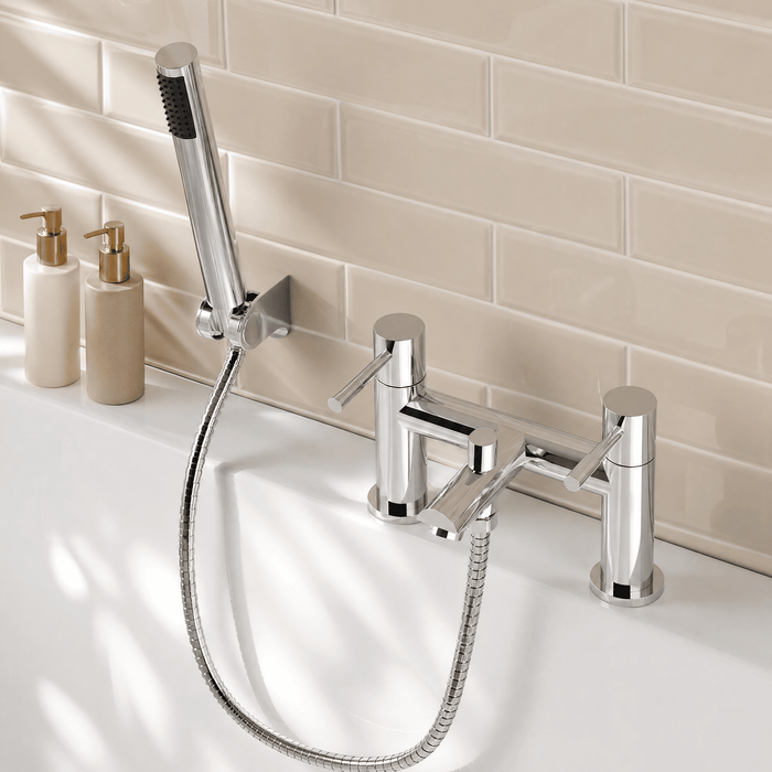 [BTEV314] Balterley Evian Round Deck Mounted Bath Shower Mixer Tap with Shower Kit - Chrome - Lifestyle 2