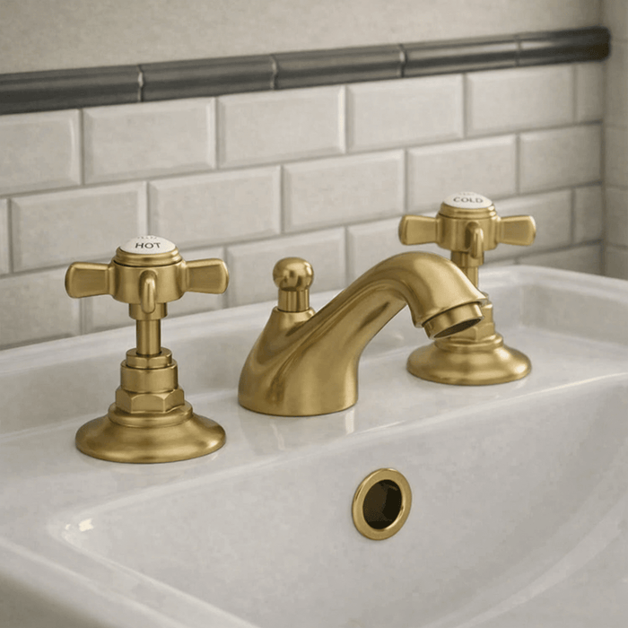 [BTKI807X] Balterley Hanchurch Traditional 3 Tap Hole Basin Tap - Chrome or Brushed Brass - Silo