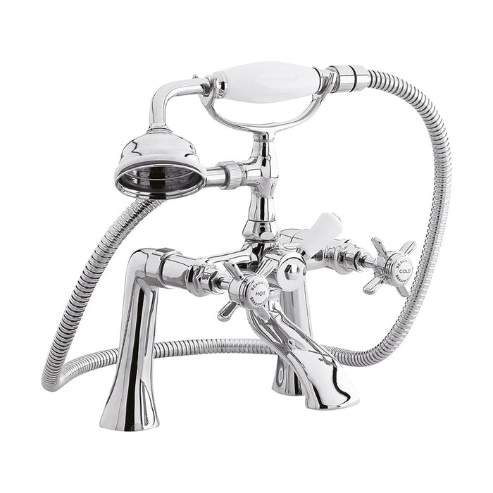 [BTKI304X] Balterley Hanchurch Traditional Bath Shower Mixer Tap with Shower Kit - Chrome or Brushed Brass - Cutout