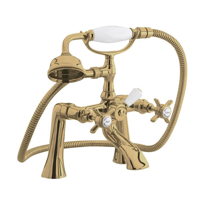 [BTKI804X] Balterley Hanchurch Traditional Bath Shower Mixer Tap with Shower Kit - Chrome or Brushed Brass - Cutout