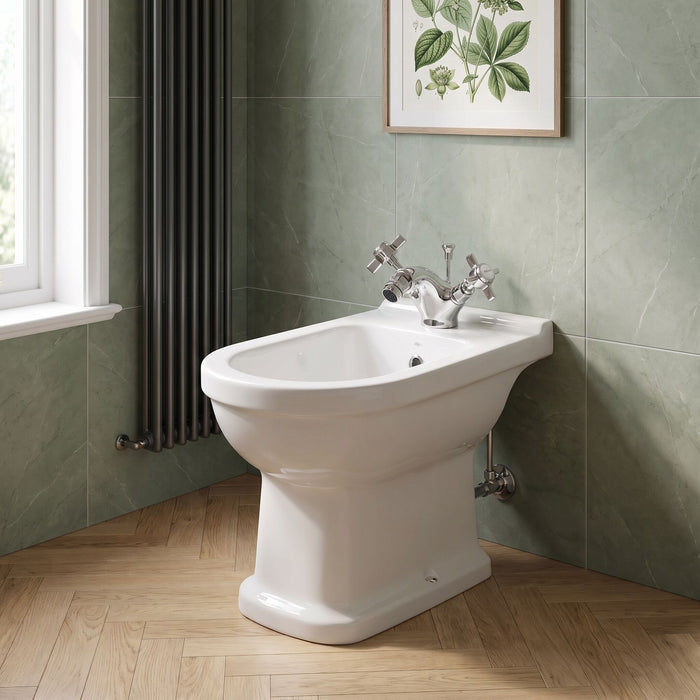 [BTKI306X] Balterley Hanchurch Traditional Bidet Tap with Crosshead Handles - Chrome or Brushed Brass - Lifestyle 1