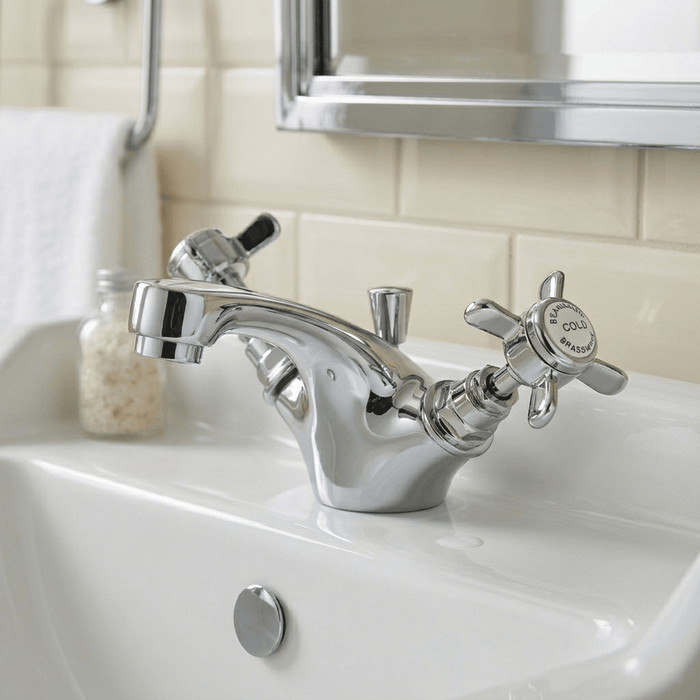 [BTKI345X] Balterley Hanchurch Traditional Mono Basin Mixer Tap - Chrome or Brushed Brass - Silo