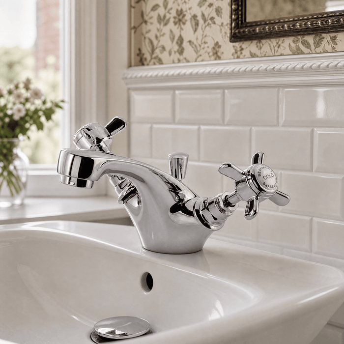 [BTKI345X] Balterley Hanchurch Traditional Mono Basin Mixer Tap - Chrome or Brushed Brass - Lifestyle 2