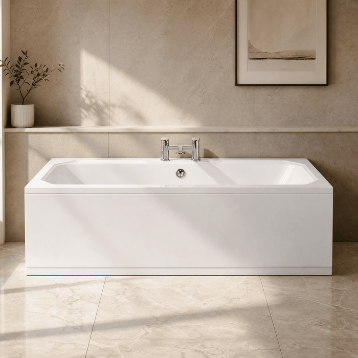 [BBHA114] Balterley Harrington Traditional Straight Double Ended Shower Bath Tub, 1800mm x 800mm - White - Silo