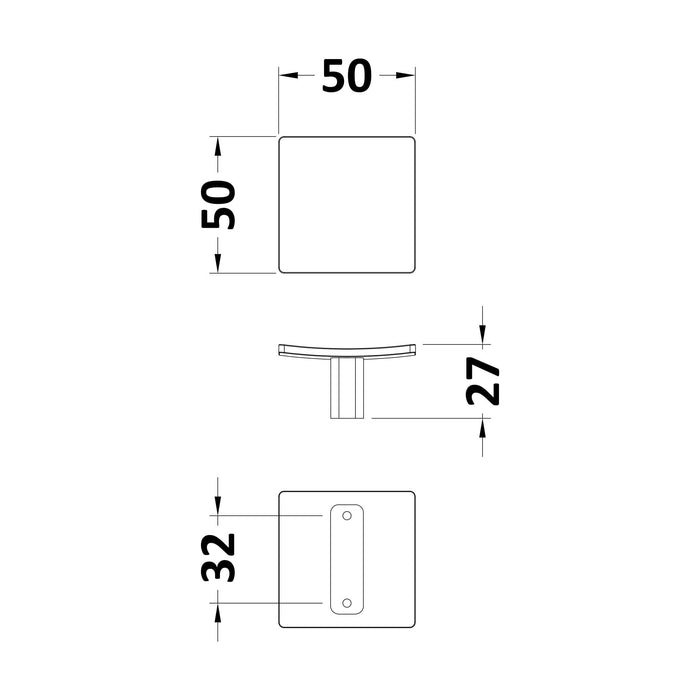 [BFH421] Balterley Knob Furniture Handle - Matt Black - Technical Drawing