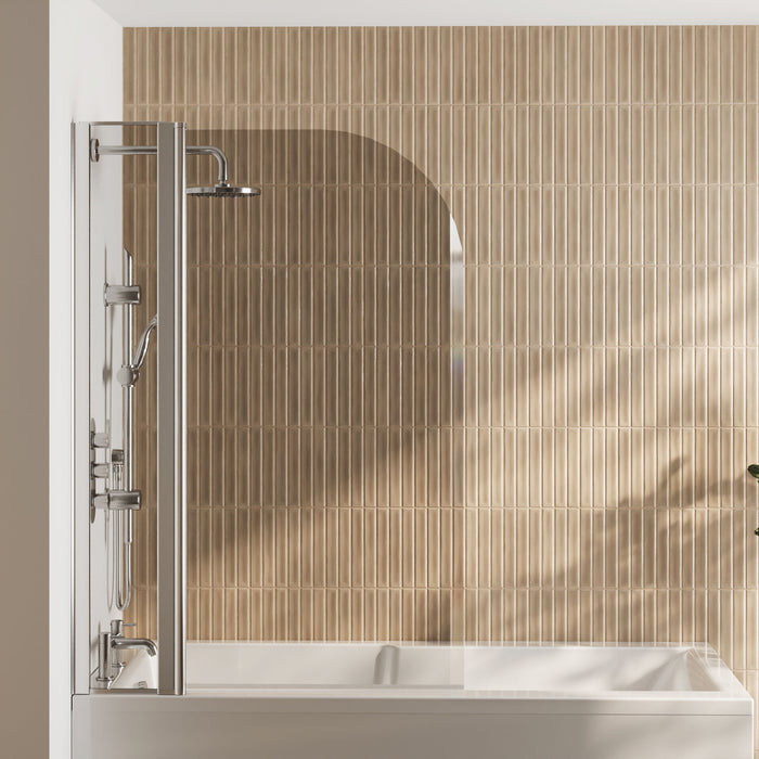 [BBSCSS2] Balterley Modern 6mm Toughened Safety Glass Reversible Shower Bath Screen with Fixed Panel - Chrome - Lifestyle 1