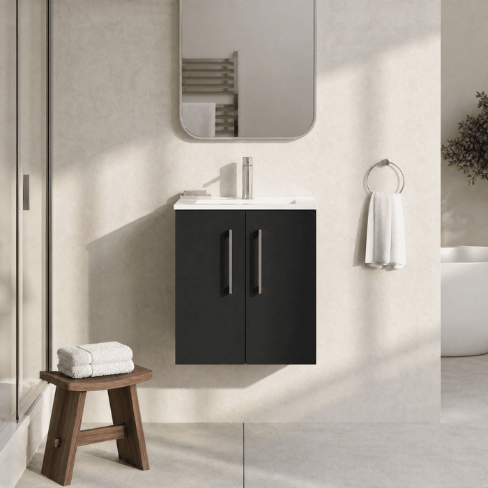 [BFLE1421B] Balterley  Modern Bathroom 2 Soft Close Door & Minimalist Wall Hung Vanity Unit Basin, Dark Grey, 345mm - Silo