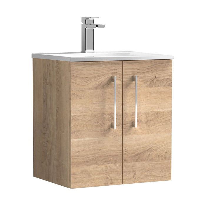 [BFLE3021G] Balterley  Modern Bathroom Wall Hung 2-Door Vanity & Basin, Bleached Oak, 500mm - Cutout