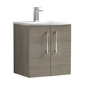 [BFLE2521G] Balterley  Modern Bathroom Wall Hung 2-Door Vanity & Curved Basin, Solace Oak, 500mm - Cutout