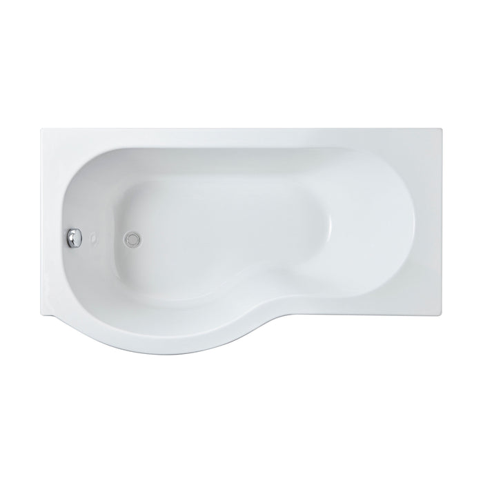 [BBPB1585L] Balterley Modern P Shape Left Hand Shower Bath Tub with Leg Set, 1500mm - White - Cutout