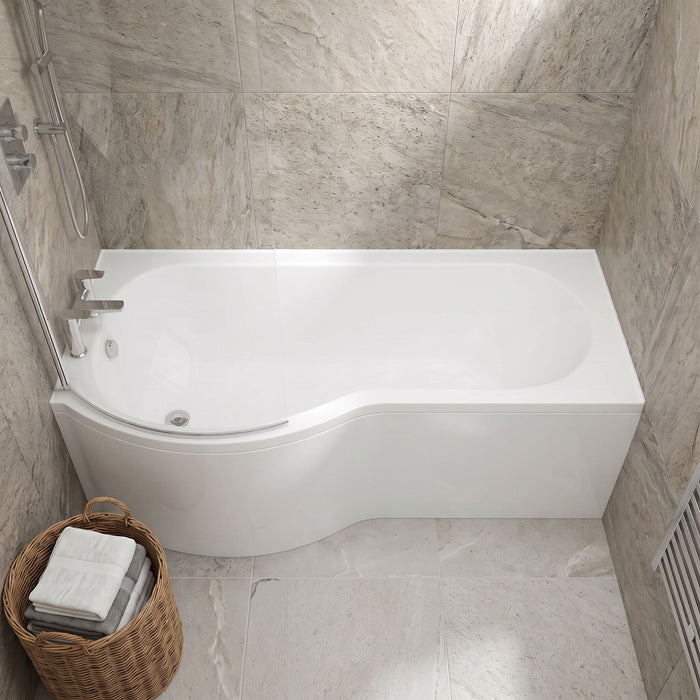 [BBPB1585L] Balterley Modern P Shape Left Hand Shower Bath Tub with Leg Set - Lifestyle 1