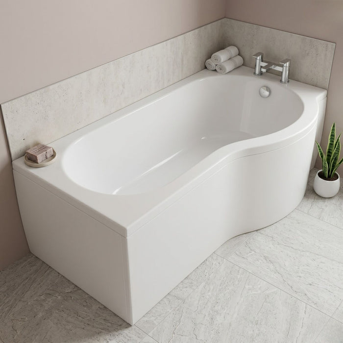 [BBPB1685R] Balterley Modern P Shape Left Hand Shower Bath Tub with Leg Set - Silo