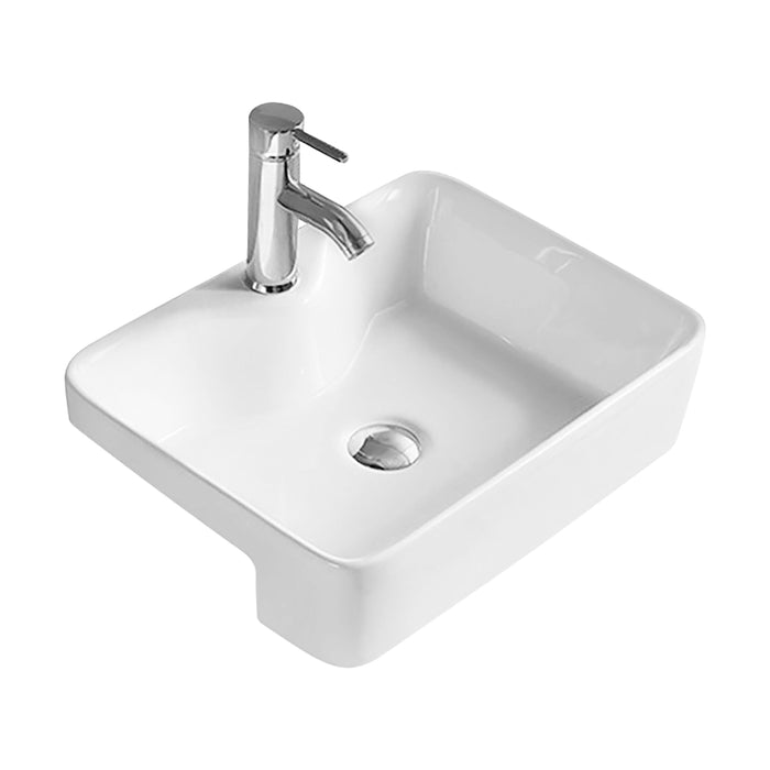 [BCSR174] Balterley Nove Semi-Recessed Bathroom Basin, Contemporary Style, Soft Square Design, White, 480 mm - Cutout