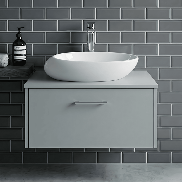 [BCCT168] Balterley Oval Bathroom Countertop Basin, White, Contemporary Style, Sleek Rounded Design, 490 mm - Silo