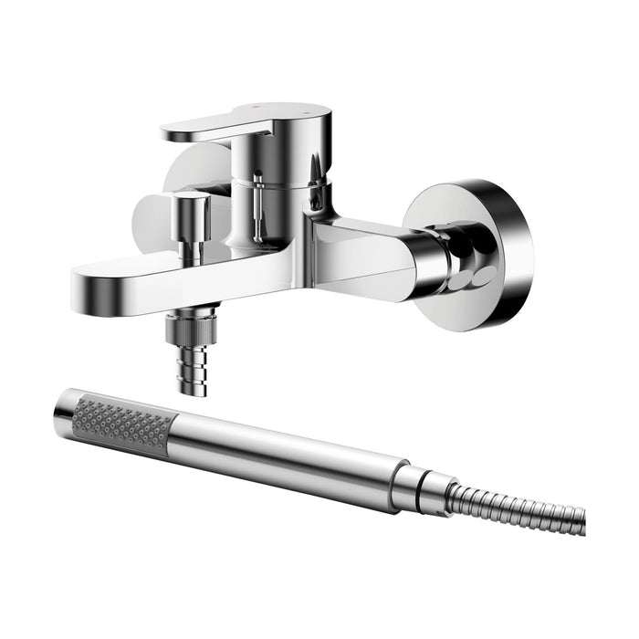 [BTPR316] Balterley Pride Contemporary Wall Mount Round Bath Shower Mixer Tap with Shower Kit - Chrome - Cutout