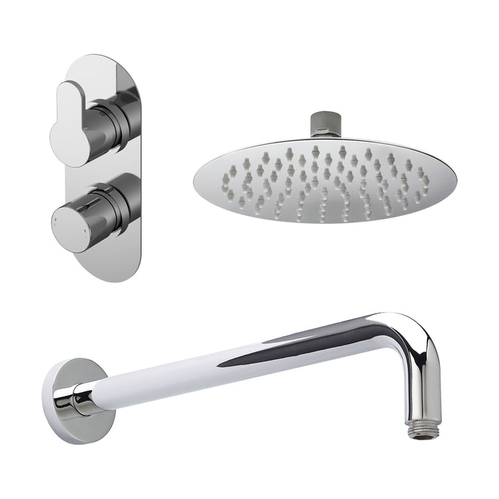 [BSBR01TW1] Balterley Pride Modern Round 1 Outlet Shower Valve, Head and Wall Arm Bundle - Chrome - Cutout