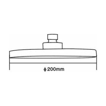 [BSSH049] Balterley Pride Round Easyclean Fixed Shower Head 200mm, Modern Design, High Flow - Chrome Finish - Technical Drawing