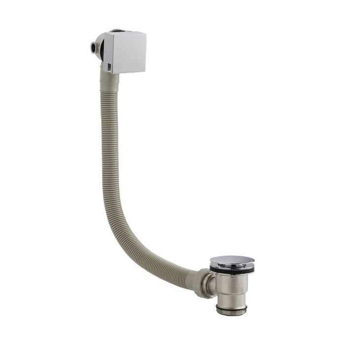 [BAFF317] Balterley Square Bath Filler with Overflow, Brass Build, Modern Control Knob, 70mm x 600mm - Chrome - Cutout