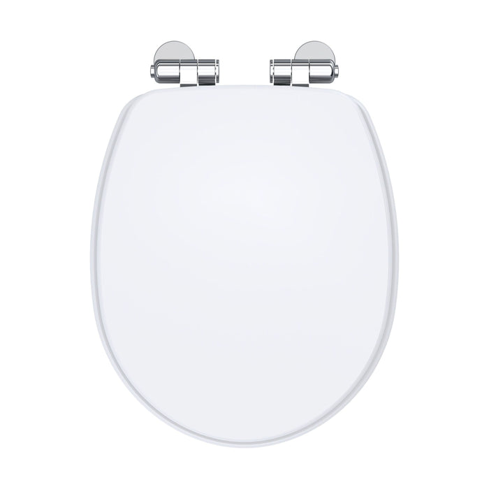 [BFCL197] Balterley Traditional Bathroom Soft Close Wooden Toilet Seat, Gloss White, 371mm - Cutout