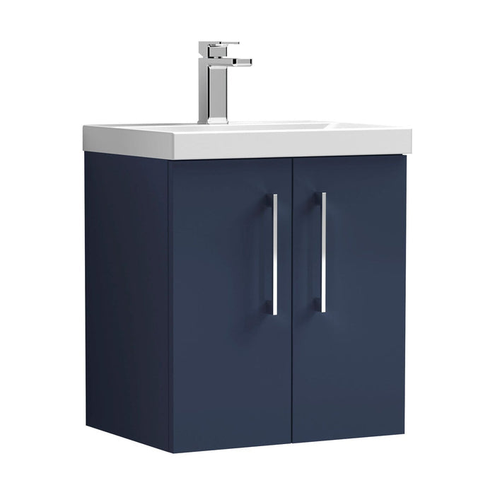 [BFLE2921D] Balterley  Wall Hung 2 Soft Close Door & Bathroom Vanity Unit Basin, Midnight Blue, 500mm - Cutout