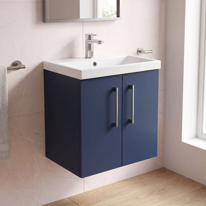 [BFLE2921D] Balterley  Wall Hung 2 Soft Close Door & Bathroom Vanity Unit Basin, Midnight Blue, 500mm - Lifestyle 2