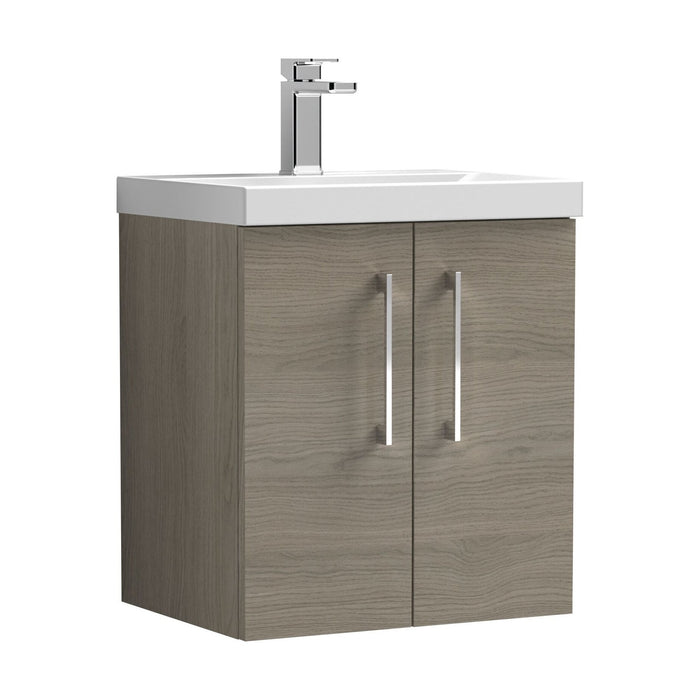[BFLE2521D] Balterley  Wall Hung 2 Soft Close Door & Thin-Edge Bathroom Vanity Unit Basin, Solace Oak, 500 mm - Cutout